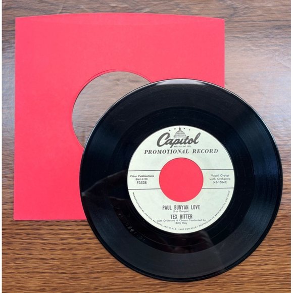 Tex Ritter The Last Wagon / Paul Bunyan Love 45 Country Promo Capitol F3538 - Picture 4 of 4